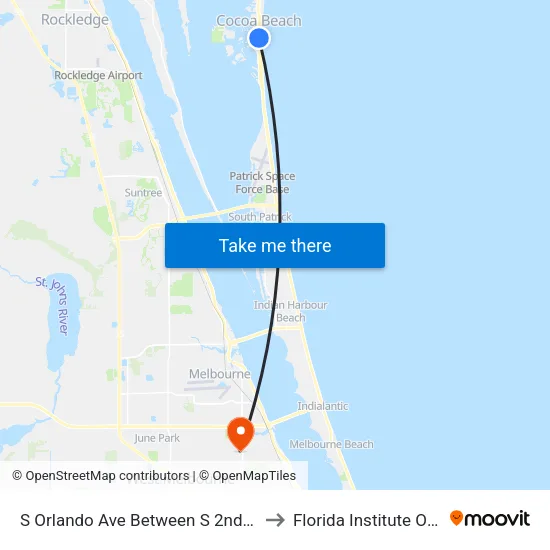 S Orlando Ave Between S 2nd & S 3rd St (W Side) to Florida Institute Of Technology map