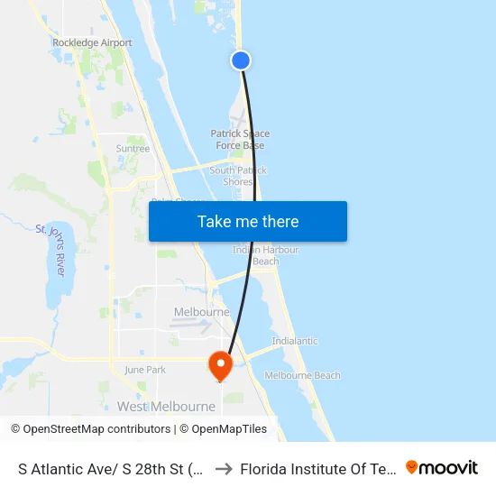 S Atlantic Ave/ S 28th St (Sw Corner) to Florida Institute Of Technology map