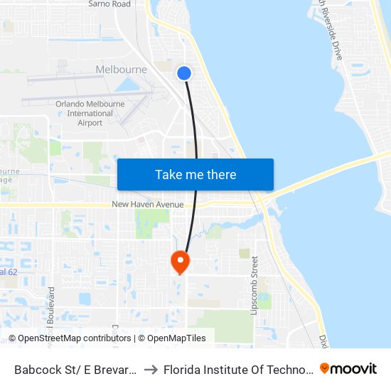 Babcock St/ E Brevard Dr to Florida Institute Of Technology map