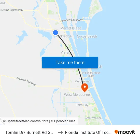 Tomlin Dr/ Burnett Rd SW Corner to Florida Institute Of Technology map