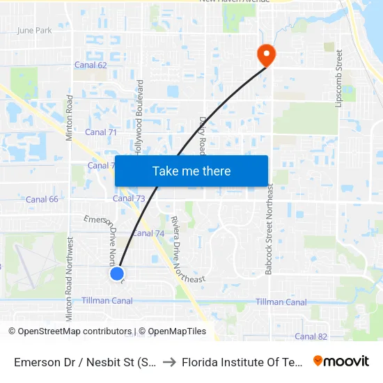 Emerson Dr / Nesbit St (Se Corner) to Florida Institute Of Technology map