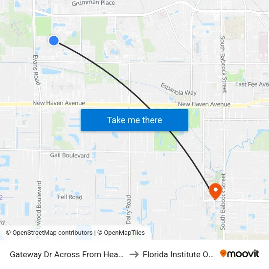 Gateway Dr Across From Health First Physicians to Florida Institute Of Technology map