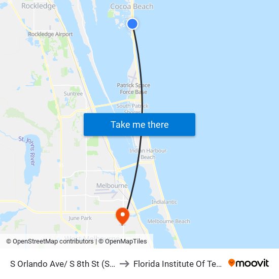 S Orlando Ave/ S 8th St (Sw Corner) to Florida Institute Of Technology map