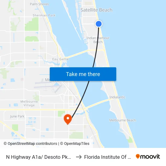 N Highway A1a/ Desoto Pkwy (Ne Corner) to Florida Institute Of Technology map