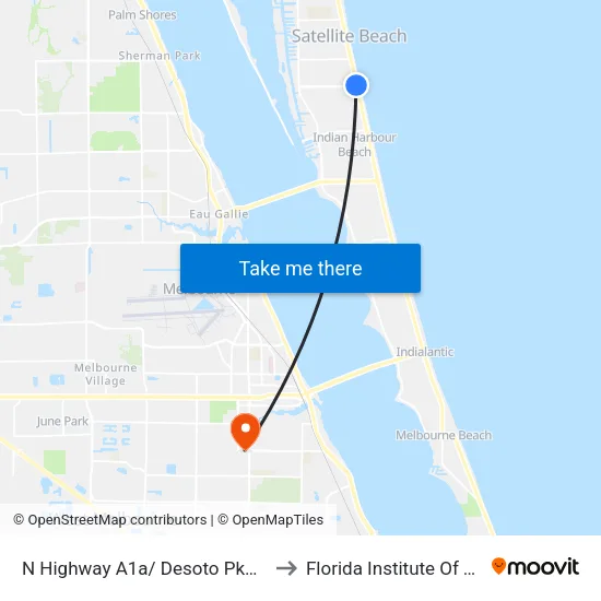N Highway A1a/ Desoto Pkwy (Nw Corner) to Florida Institute Of Technology map