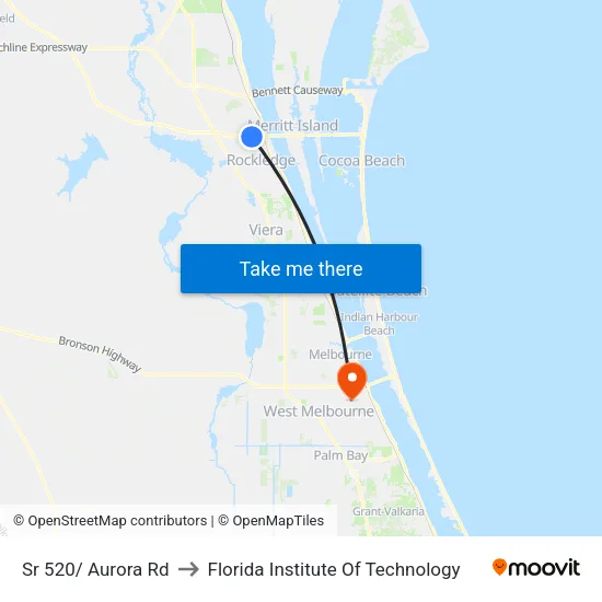 Sr 520/ Aurora Rd to Florida Institute Of Technology map