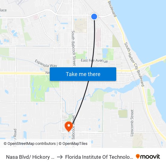 Nasa Blvd/ Hickory St to Florida Institute Of Technology map