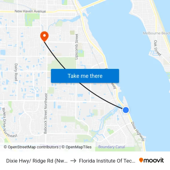 Dixie Hwy/ Ridge Rd (Nw Corner) to Florida Institute Of Technology map