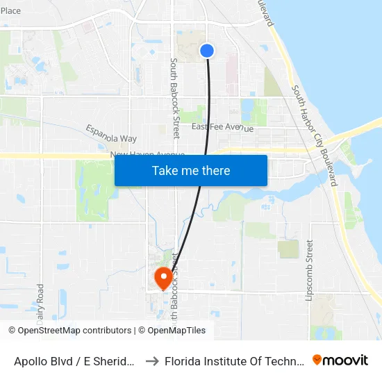 Apollo Blvd / E Sheridan Rd to Florida Institute Of Technology map