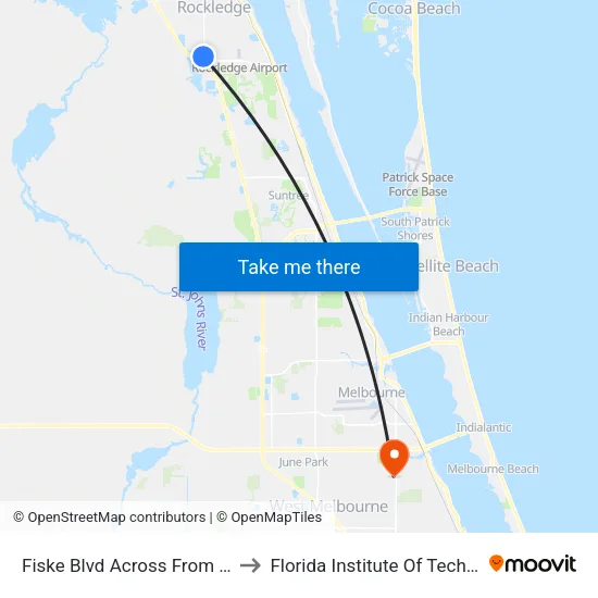 Fiske Blvd Across From Lowes to Florida Institute Of Technology map