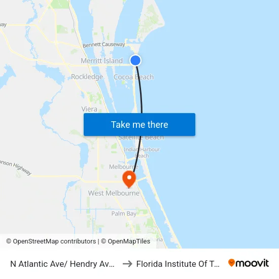 N Atlantic Ave/ Hendry Ave NE Corner to Florida Institute Of Technology map