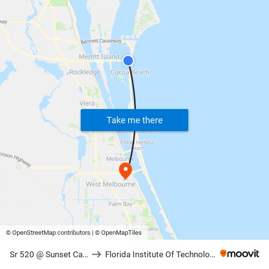 Sr 520 @ Sunset Cafe to Florida Institute Of Technology map