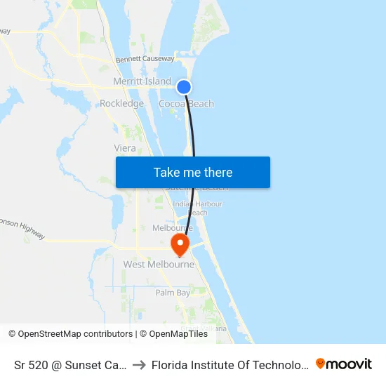 Sr 520 @ Sunset Cafe to Florida Institute Of Technology map
