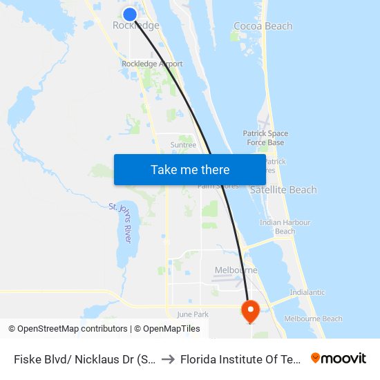 Fiske Blvd/ Nicklaus Dr (Se Corner) to Florida Institute Of Technology map