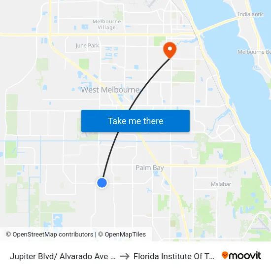 Jupiter Blvd/ Alvarado Ave (Ne Corner) to Florida Institute Of Technology map