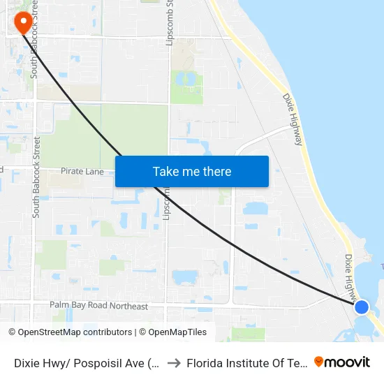 Dixie Hwy/ Pospoisil Ave (Sw Corner) to Florida Institute Of Technology map