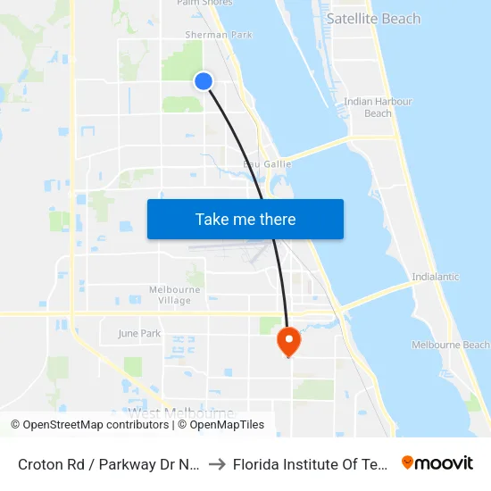Croton Rd / Parkway Dr NW Corner to Florida Institute Of Technology map