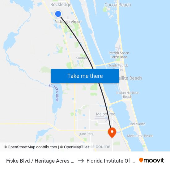 Fiske Blvd / Heritage Acres Blvd NE Corner to Florida Institute Of Technology map