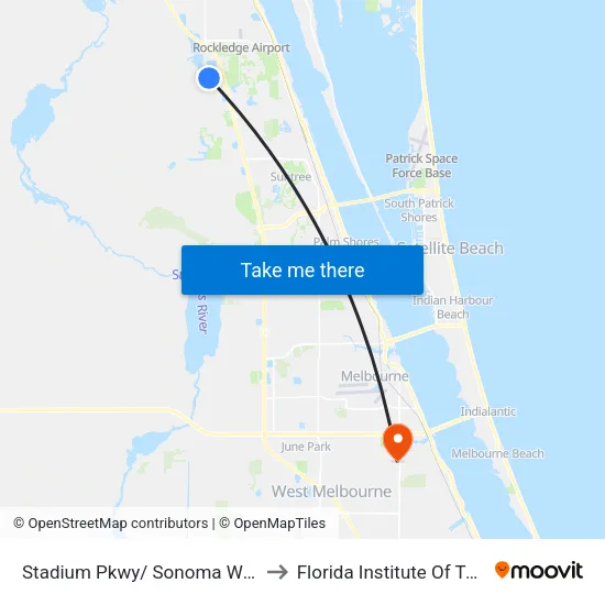 Stadium Pkwy/ Sonoma Wy SE Corner to Florida Institute Of Technology map