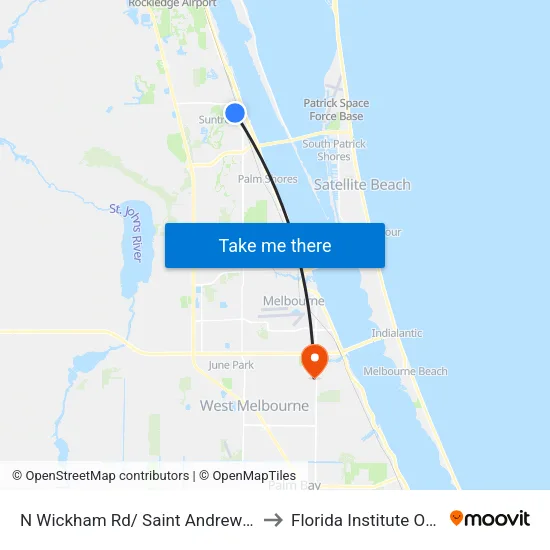 N Wickham Rd/ Saint Andrews Blvd (Sw Corner) to Florida Institute Of Technology map