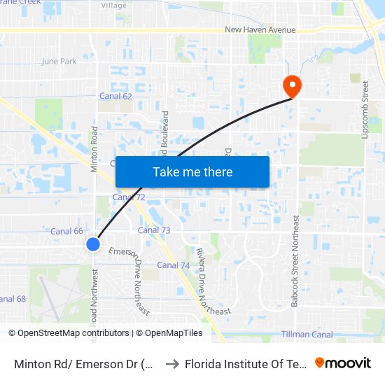 Minton Rd/ Emerson Dr (Nw Corner) to Florida Institute Of Technology map