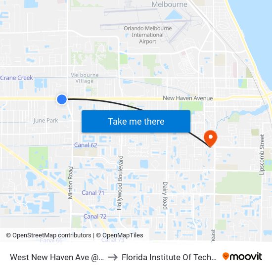 West New Haven Ave @Wawa to Florida Institute Of Technology map