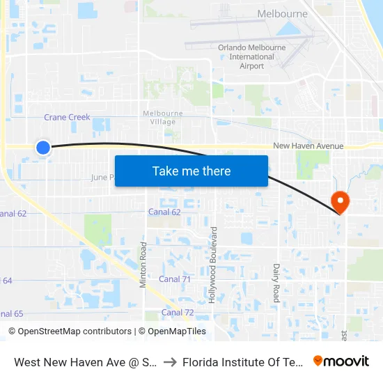 West New Haven Ave @ Sams Club to Florida Institute Of Technology map