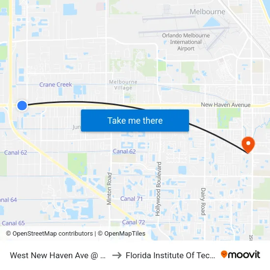 West New Haven Ave @ Goodwill to Florida Institute Of Technology map