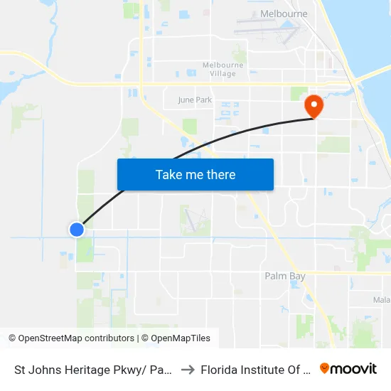St Johns Heritage Pkwy/ Pace Dr SE Corner to Florida Institute Of Technology map