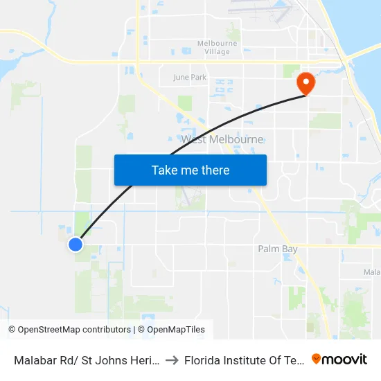 Malabar Rd/ St Johns Heritage Pkwy to Florida Institute Of Technology map
