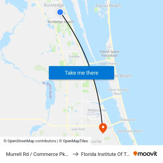 Murrell Rd / Commerce Pkwy SE Corner to Florida Institute Of Technology map
