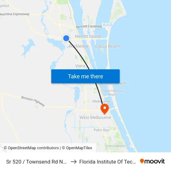 Sr 520 / Townsend Rd NE Corner to Florida Institute Of Technology map