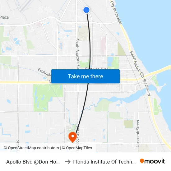 Apollo Blvd @Don Hoagies to Florida Institute Of Technology map