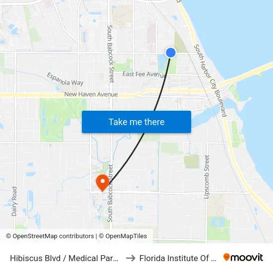 Hibiscus Blvd / Medical Park Dr NW Corner to Florida Institute Of Technology map