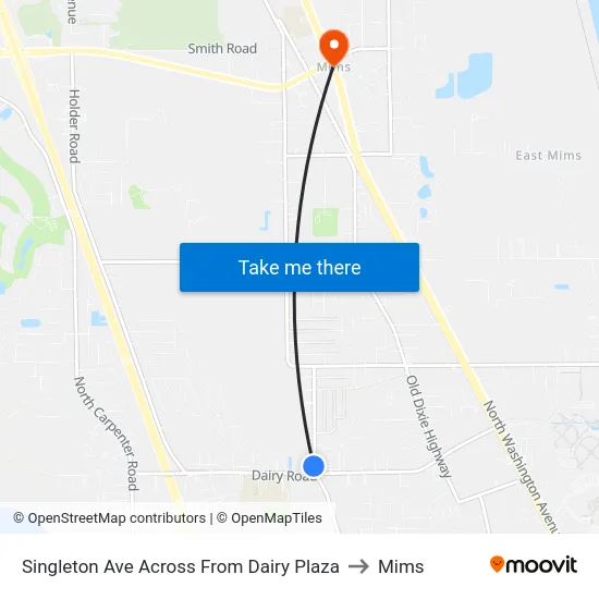 Singleton Ave Across From Dairy Plaza to Mims map