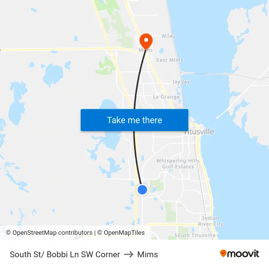South St/ Bobbi Ln SW Corner to Mims map