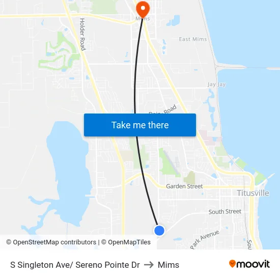 S Singleton Ave/ Sereno Pointe Dr to Mims map