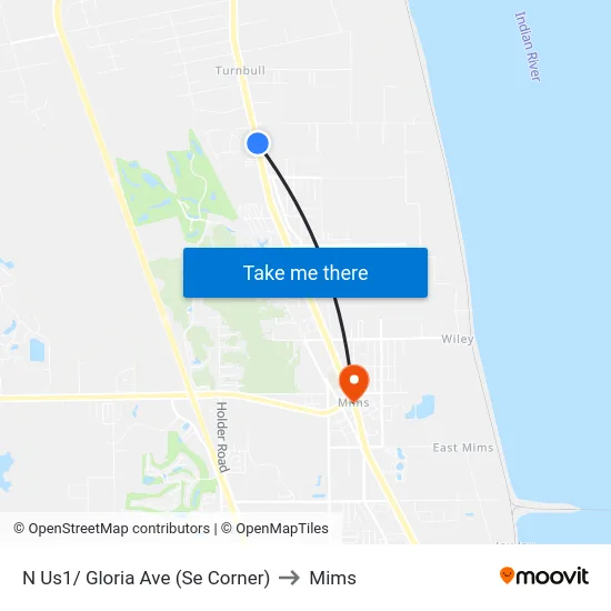 N Us1/ Gloria Ave (Se Corner) to Mims map