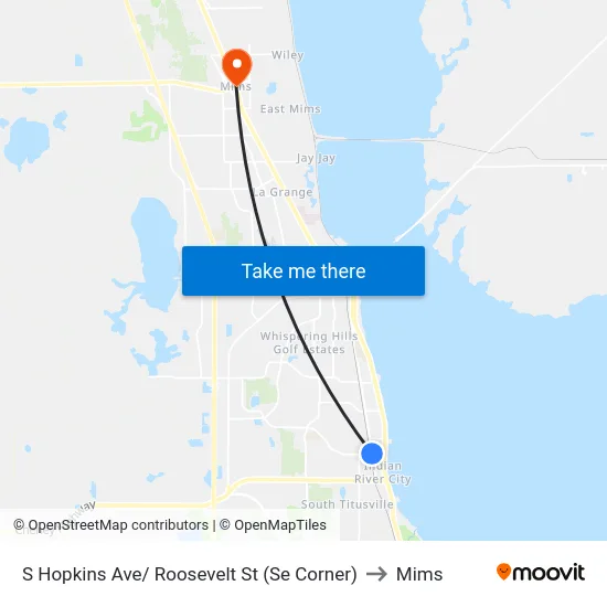 S Hopkins Ave/ Roosevelt St (Se Corner) to Mims map