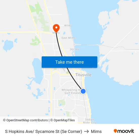 S Hopkins Ave/ Sycamore St (Se Corner) to Mims map