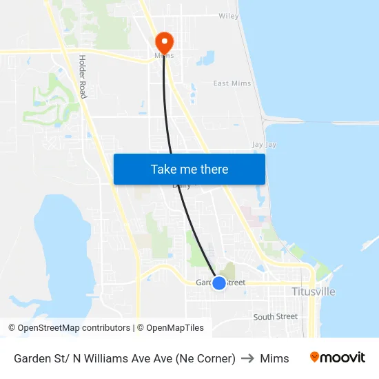 Garden St/ N Williams Ave Ave (Ne Corner) to Mims map