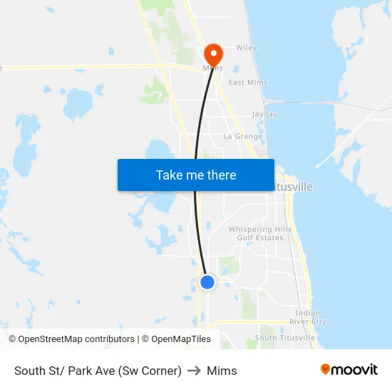 South St/ Park Ave (Sw Corner) to Mims map