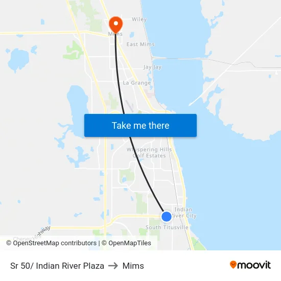 Sr 50/ Indian River Plaza to Mims map