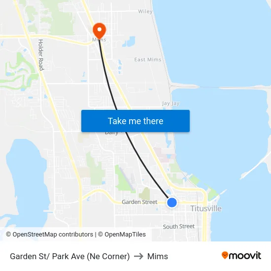 Garden St/ Park Ave (Ne Corner) to Mims map