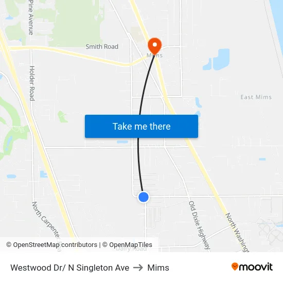 Westwood Dr/ N Singleton Ave to Mims map