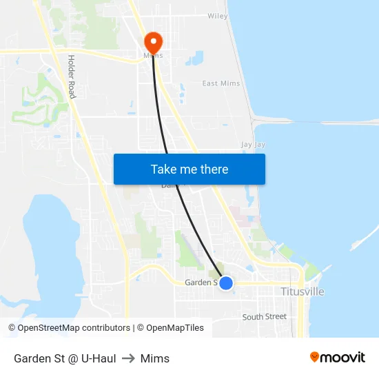Garden St @ U-Haul to Mims map