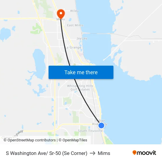 S Washington Ave/ Sr-50 (Se Corner) to Mims map