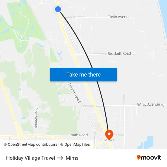 Holiday Village Travel to Mims map