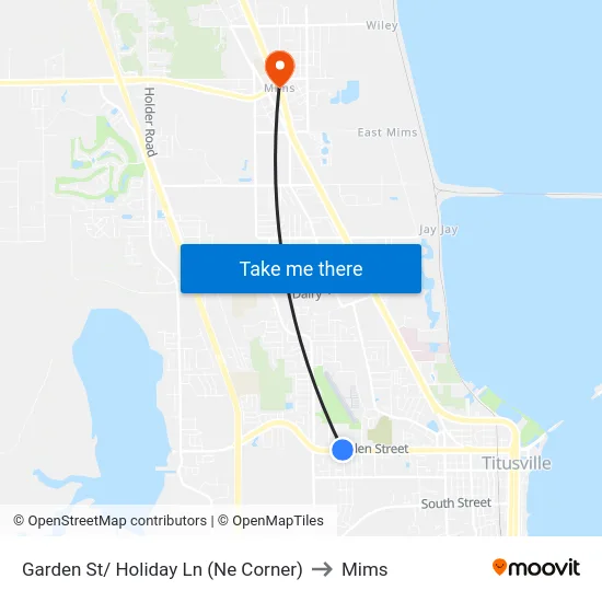 Garden St/ Holiday Ln (Ne Corner) to Mims map