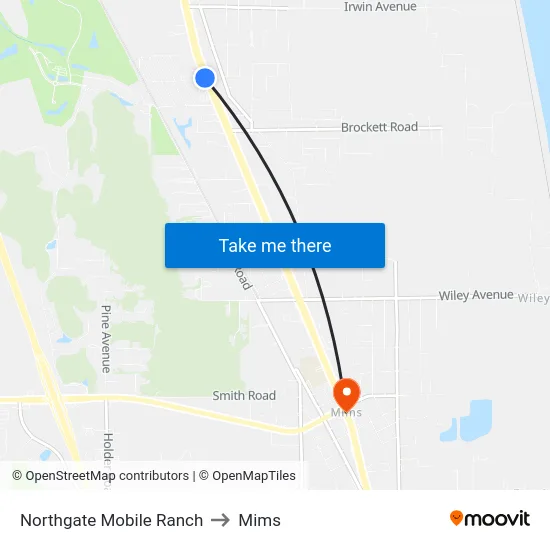 Northgate Mobile Ranch to Mims map